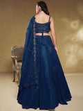 Dazzling Navy Blue Embroidered Georgette Wedding Wear Lehenga Choli - Zeel Clothing