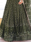Dazzling Olive Green Sequins Georgette Function Wear Lehenga Choli - Zeel Clothing