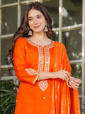 Dazzling Orange Sequins Viscose Silk Traditional Pant Suit - Zeel Clothing