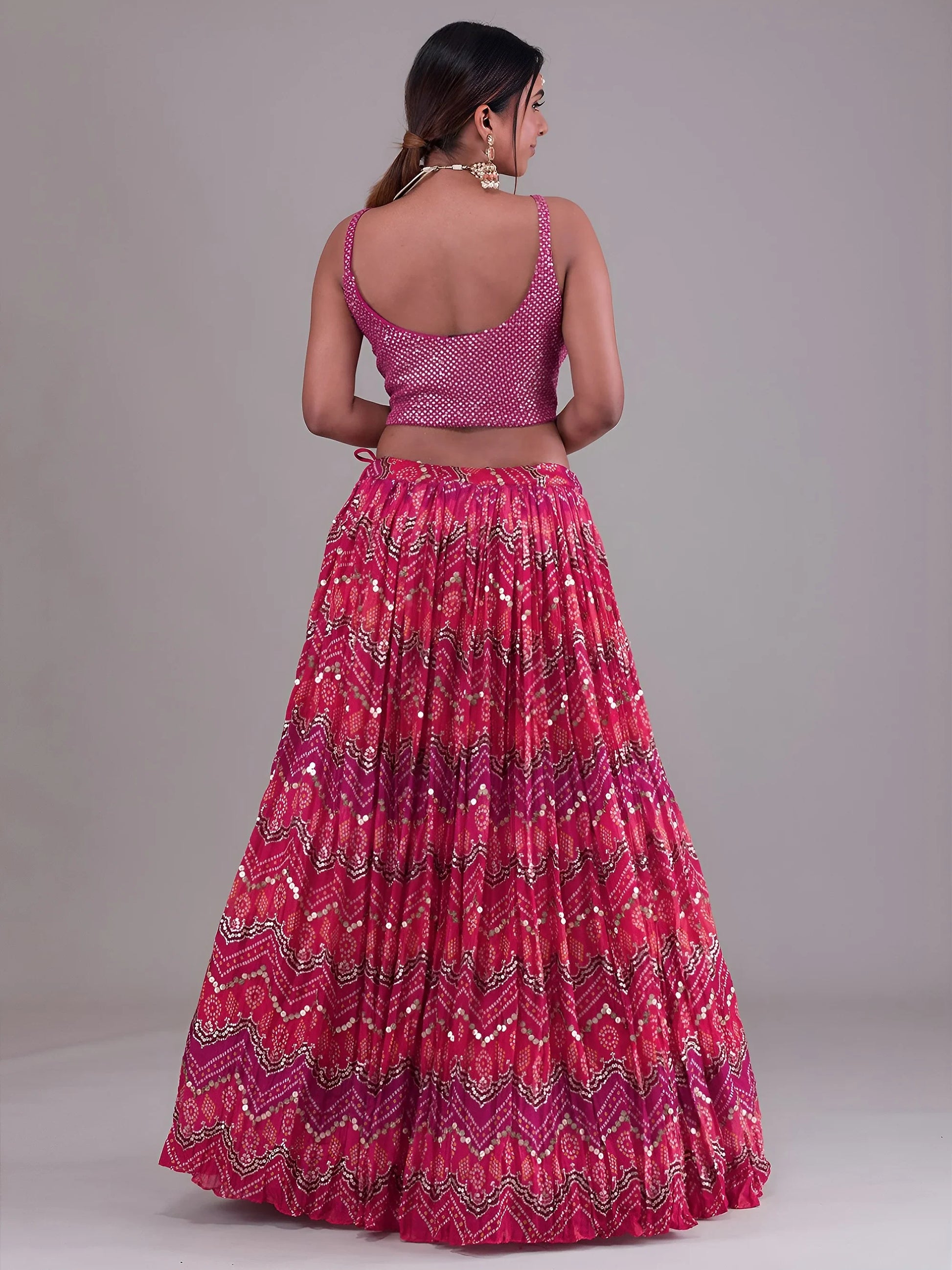 Dazzling Pink Digital Printed Georgette Event Wear Lehenga Choli