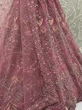 Dazzling Pink Multi Thread Embroidery Net Reception Wear Lehenga Choli - Zeel Clothing