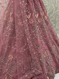 Dazzling Pink Multi Thread Embroidery Net Reception Wear Lehenga Choli - Zeel Clothing