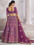 Dazzling Purple Banarasi Silk Bridesmaid Lehenga Choli With Dupatta - Zeel Clothing