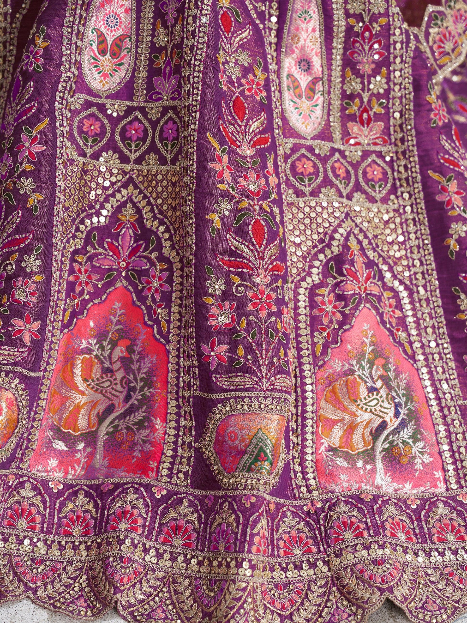 Dazzling Purple Banarasi Silk Bridesmaid Lehenga Choli With Dupatta - Zeel Clothing