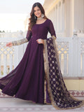 Dazzling Purple Georgette Engagement Wear Gown With Heavy Dupatta - Zeel Clothing