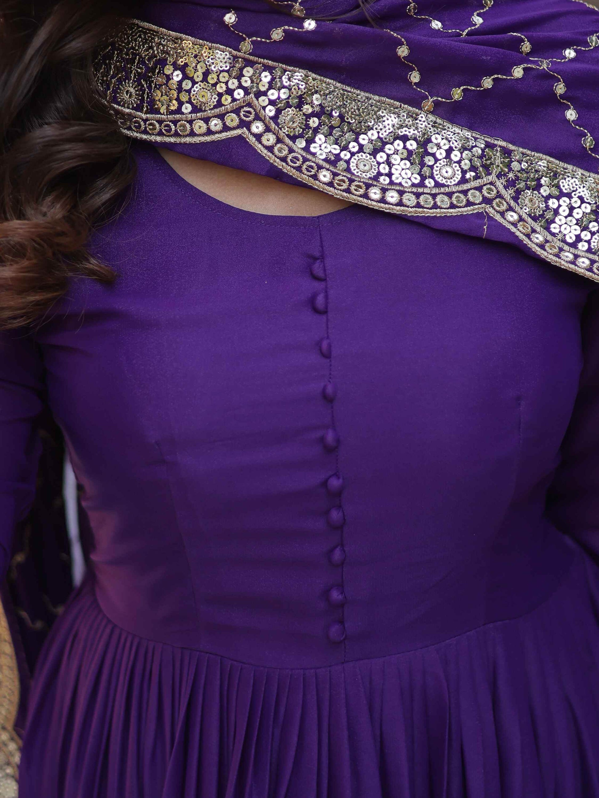 Dazzling Purple Georgette Reception Wear Gown With Dupatta - Zeel Clothing