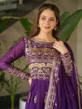 Dazzling Purple Sequins Chinon Engagement Wear Gown With Dupatta - Zeel Clothing