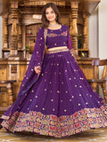 Dazzling Purple Sequins Georgette Festival Wear Lehenga Choli - Zeel Clothing