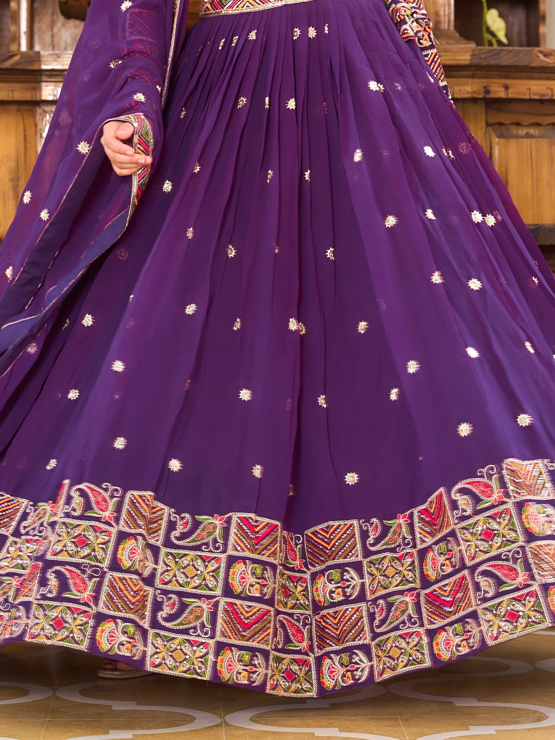 Dazzling Purple Sequins Georgette Festival Wear Lehenga Choli - Zeel Clothing