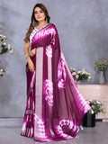 Dazzling Purple Shibori Printed Chiffon Festive Wear Saree With Blouse - Zeel Clothing