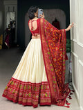 Dazzling Red Patola Printed Tussar Silk Festival Wear Lehenga Choli - Zeel Clothing