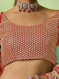Dazzling Red Sequins Georgette Reception Wear Lehenga Choli With Dupatta - Zeel Clothing
