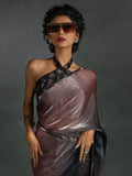Dazzling Rose Gold Satin Reception Wear Pre-Stitched Saree With Blouse - Zeel Clothing
