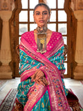Dazzling Sky-Blue Patola Printed Silk Traditional Saree With Blouse - Zeel Clothing