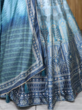 Dazzling Sky Blue Printed Art Silk Event Wear Lehenga Choli - Zeel Clothing