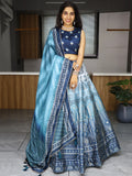 Dazzling Sky Blue Printed Art Silk Event Wear Lehenga Choli - Zeel Clothing