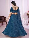 Dazzling Teal Blue Sequins Georgette Designer Lehenga Choli - Zeel Clothing