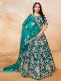 Dazzling Teal Green Embroidered Silk Engagement Wear Lehenga Choli - Zeel Clothing