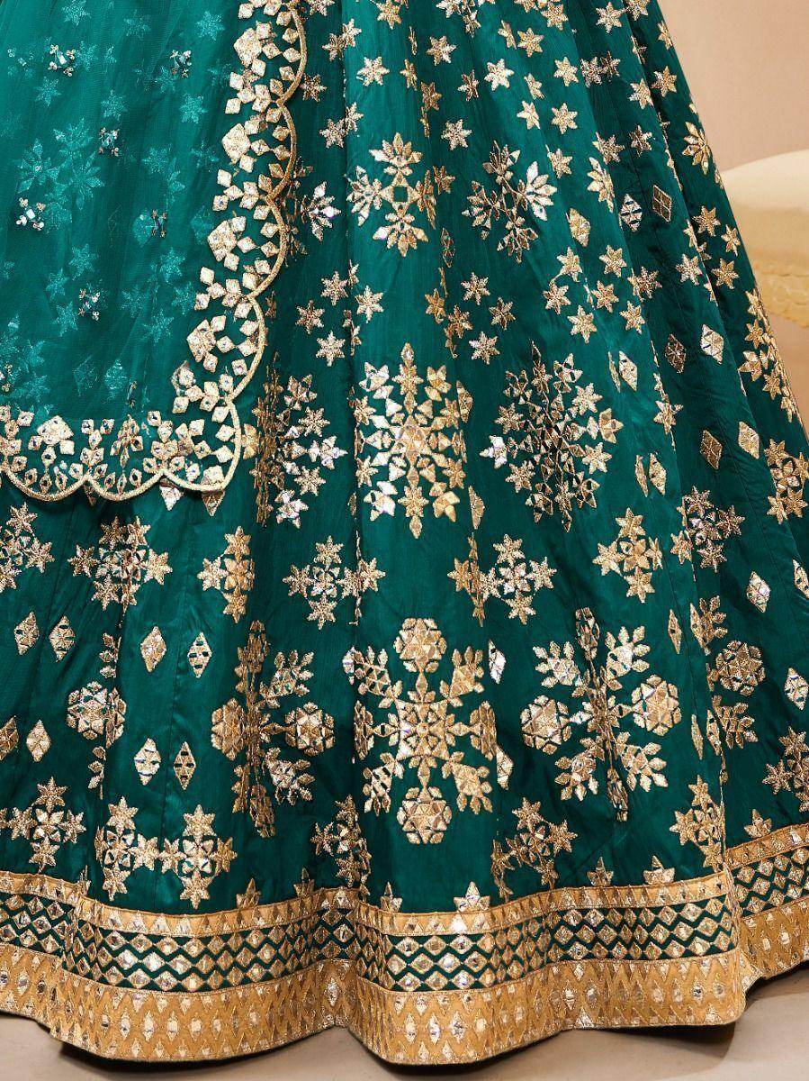 Dazzling Teal Green Embroidered Work Art Silk Bridesmaid Lehenga Choli - Zeel Clothing