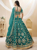 Dazzling Teal Green Embroidered Work Art Silk Bridesmaid Lehenga Choli - Zeel Clothing