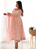 Dazzling White Floral Printed Chiffon Casual Wear Pant Suit With Dupatta - Zeel Clothing