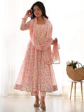 Dazzling White Floral Printed Chiffon Casual Wear Pant Suit With Dupatta - Zeel Clothing