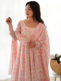 Dazzling White Floral Printed Chiffon Casual Wear Pant Suit With Dupatta - Zeel Clothing