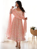 Dazzling White Floral Printed Chiffon Casual Wear Pant Suit With Dupatta - Zeel Clothing
