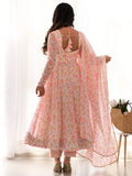 Dazzling White Floral Printed Chiffon Casual Wear Pant Suit With Dupatta - Zeel Clothing