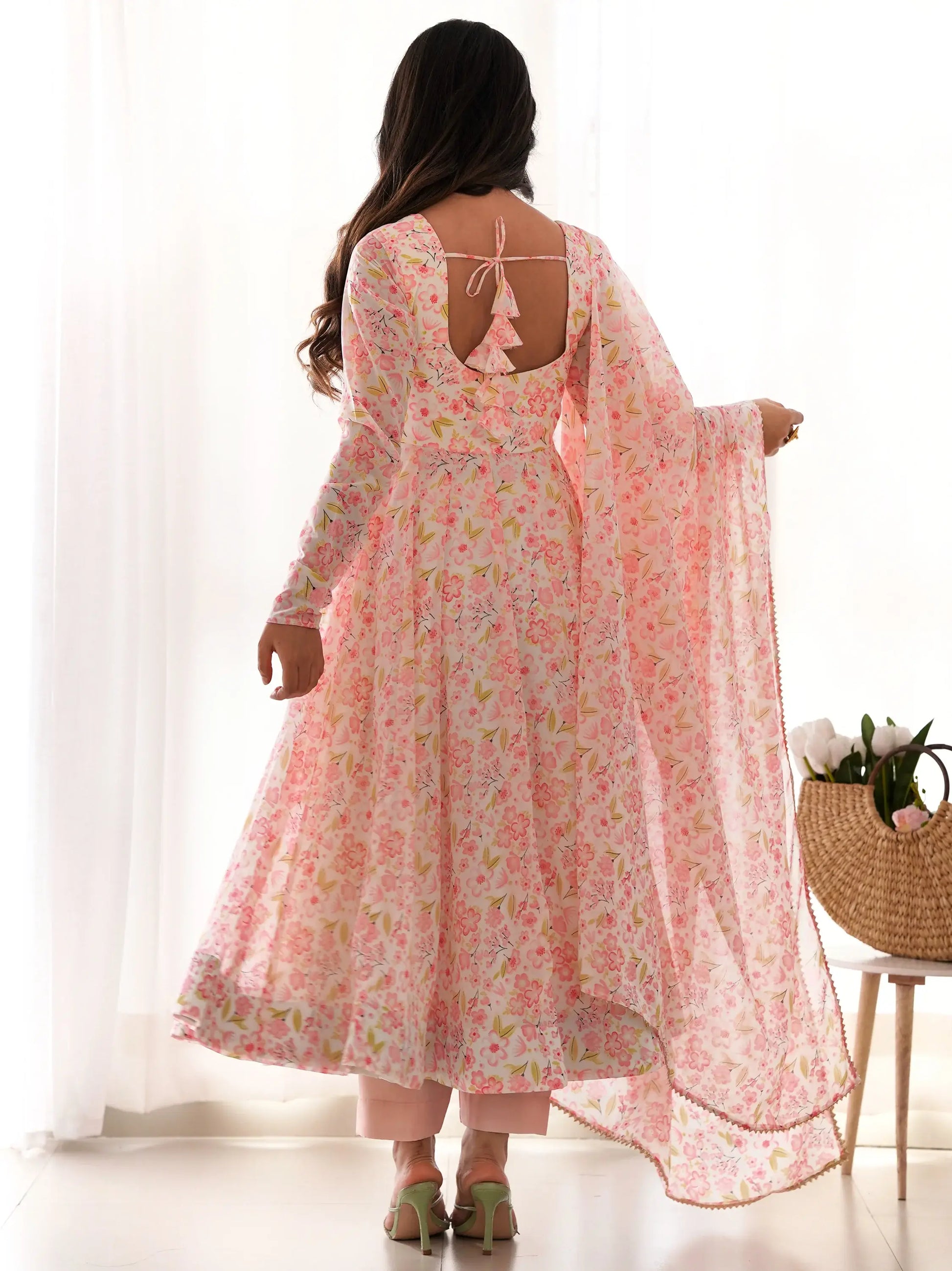 Dazzling White Floral Printed Chiffon Casual Wear Pant Suit With Dupatta - Zeel Clothing