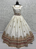 Dazzling White Thread-Work Silk Wedding Wear Lehenga Choli - Zeel Clothing