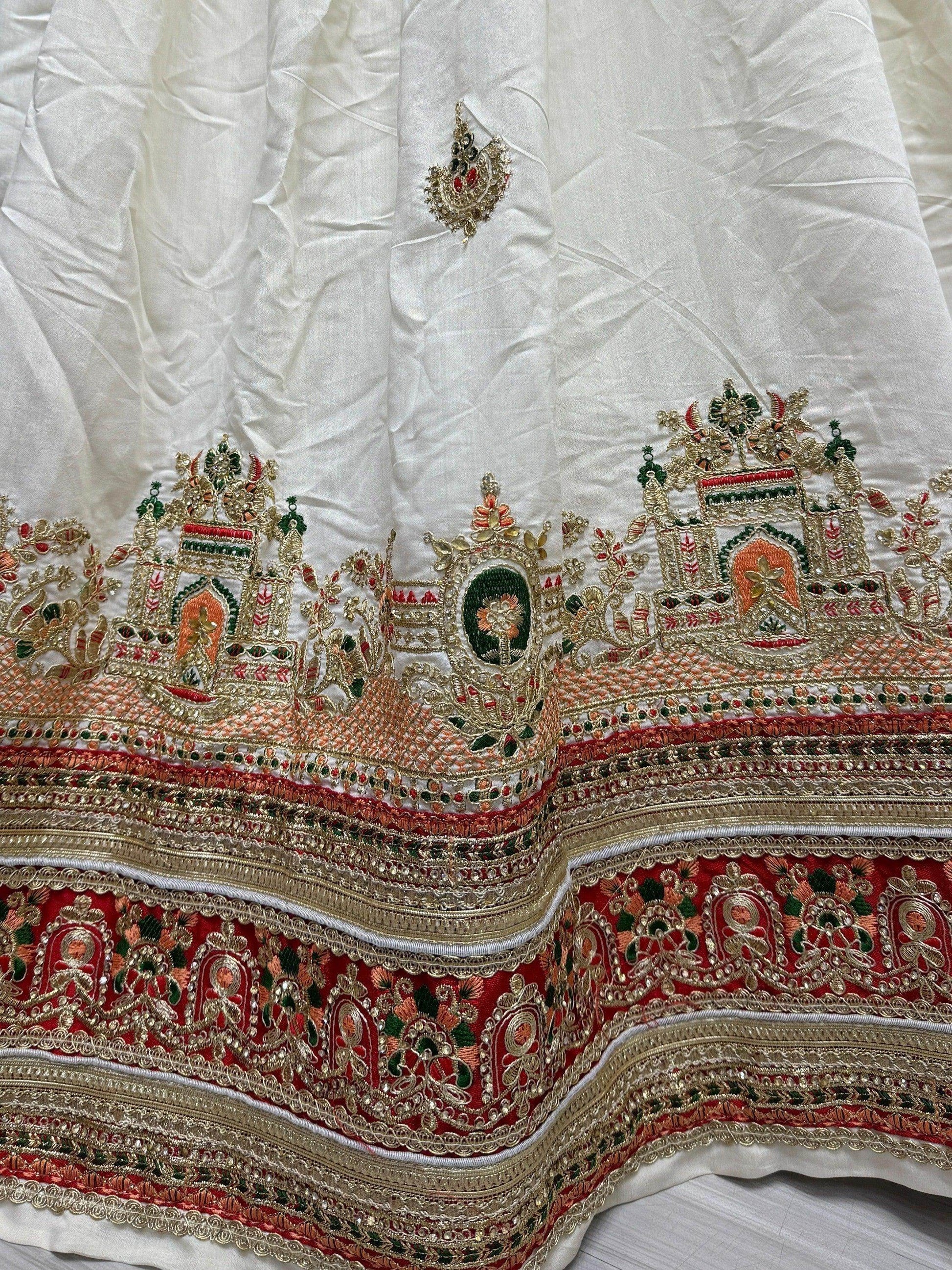 Dazzling White Thread-Work Silk Wedding Wear Lehenga Choli - Zeel Clothing