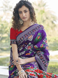 Dazzling Wine Patola Weaving Silk Wedding Wear Saree - Zeel Clothing
