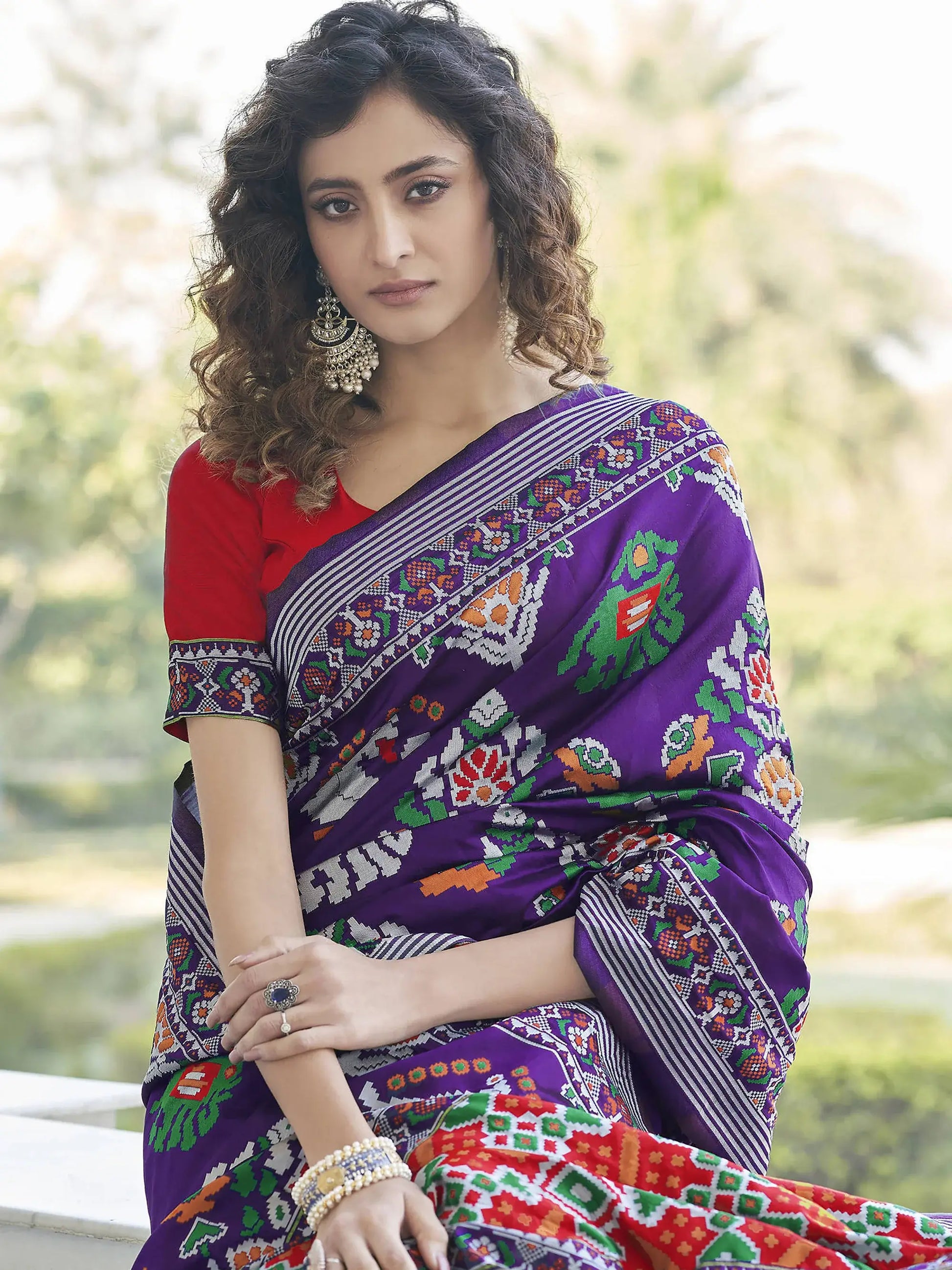 Dazzling Wine Patola Weaving Silk Wedding Wear Saree - Zeel Clothing