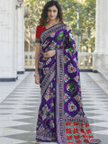 Dazzling Wine Patola Weaving Silk Wedding Wear Saree - Zeel Clothing