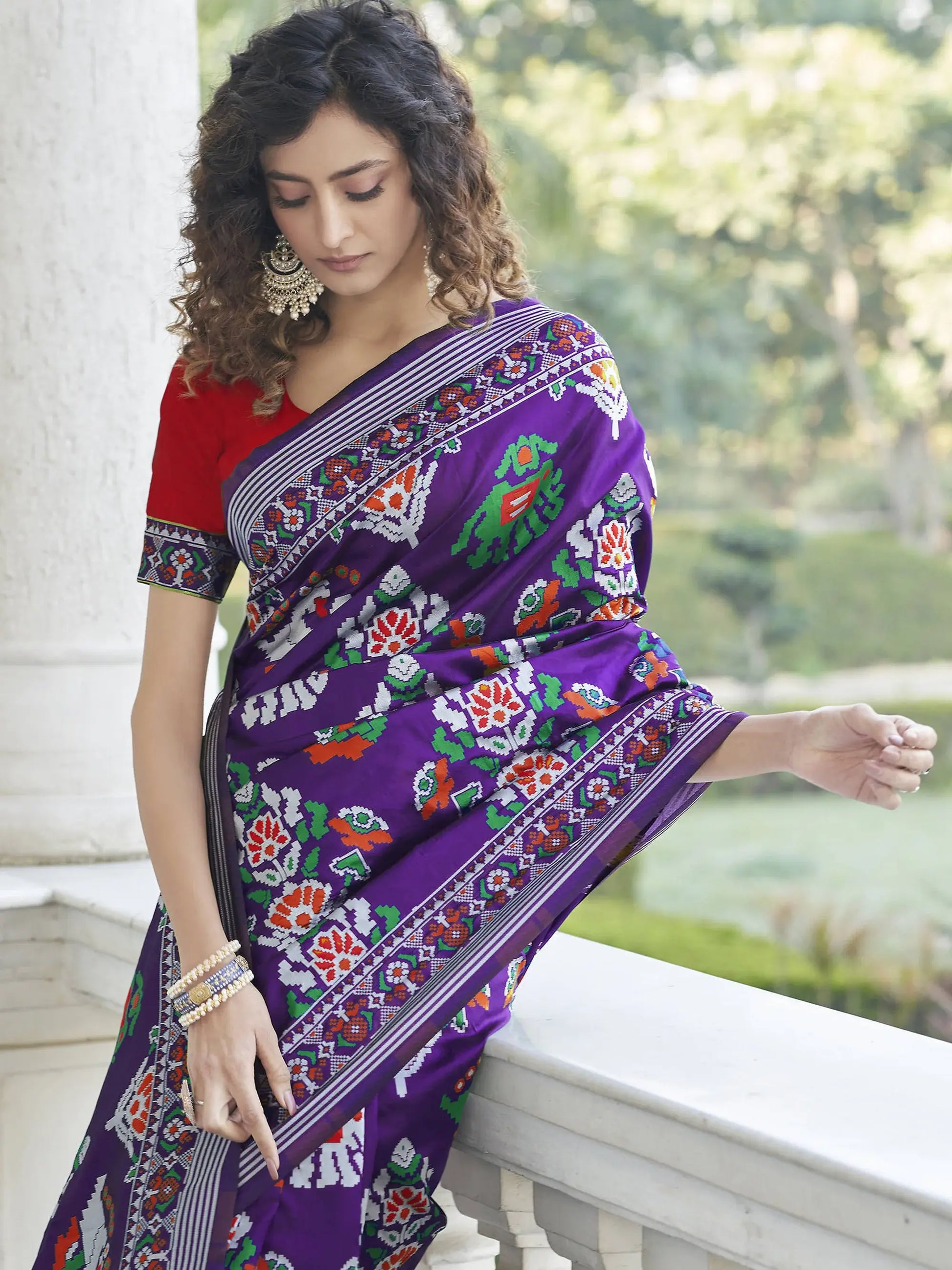 Dazzling Wine Patola Weaving Silk Wedding Wear Saree - Zeel Clothing