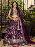 Dazzling Wine Silk Thread Embroidery Party Wear Lehenga Choli - Zeel Clothing