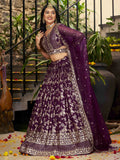 Dazzling Wine Silk Thread Embroidery Party Wear Lehenga Choli - Zeel Clothing
