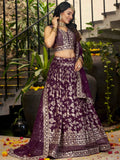 Dazzling Wine Silk Thread Embroidery Party Wear Lehenga Choli - Zeel Clothing