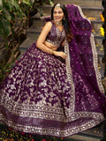 Dazzling Wine Silk Thread Embroidery Party Wear Lehenga Choli - Zeel Clothing