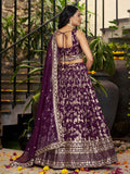 Dazzling Wine Silk Thread Embroidery Party Wear Lehenga Choli - Zeel Clothing
