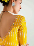 Dazzling Yellow Border Work Organza Haldi Wear Saree With Blouse - Zeel Clothing