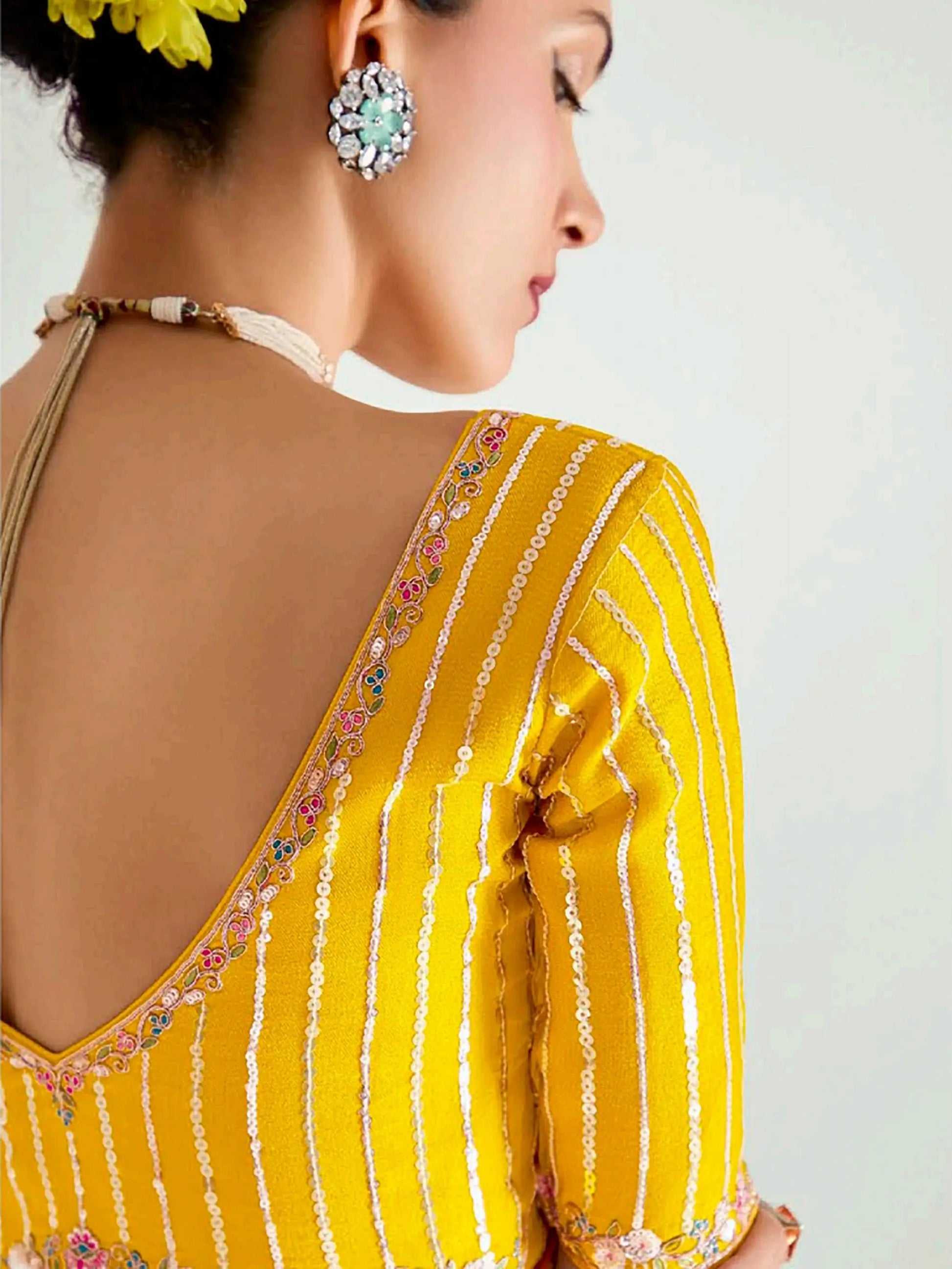 Dazzling Yellow Border Work Organza Haldi Wear Saree With Blouse - Zeel Clothing