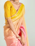 Dazzling Yellow Border Work Organza Haldi Wear Saree With Blouse - Zeel Clothing