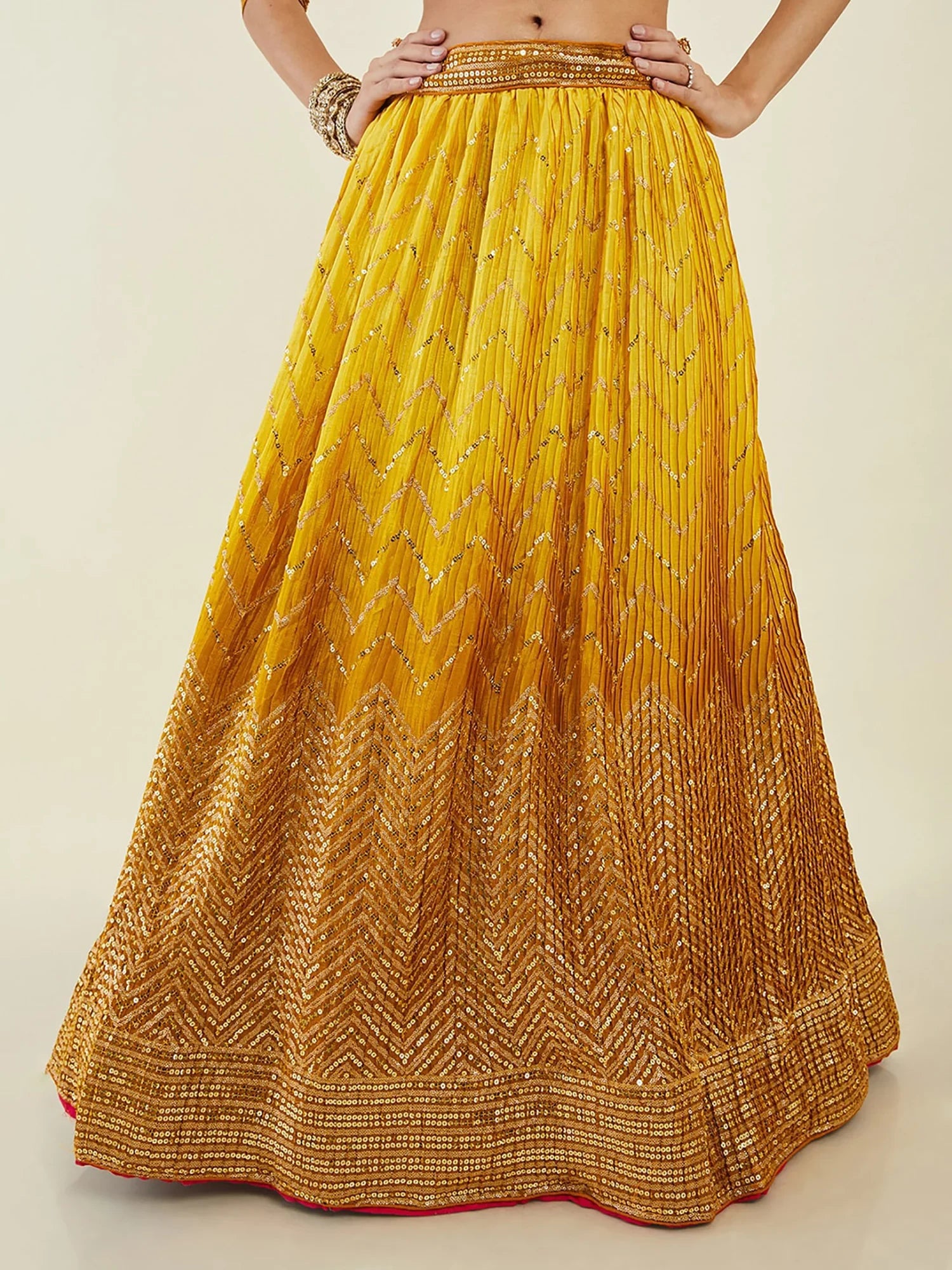 Dazzling Yellow Sequins Art Silk Haldi Wear Lehenga Choli With Dupatta - Zeel Clothing