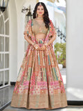 Delicate Beige Digital Printed Chinon Wedding Wear Lehenga Choli - Zeel Clothing