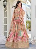 Delicate Beige Digital Printed Chinon Wedding Wear Lehenga Choli - Zeel Clothing