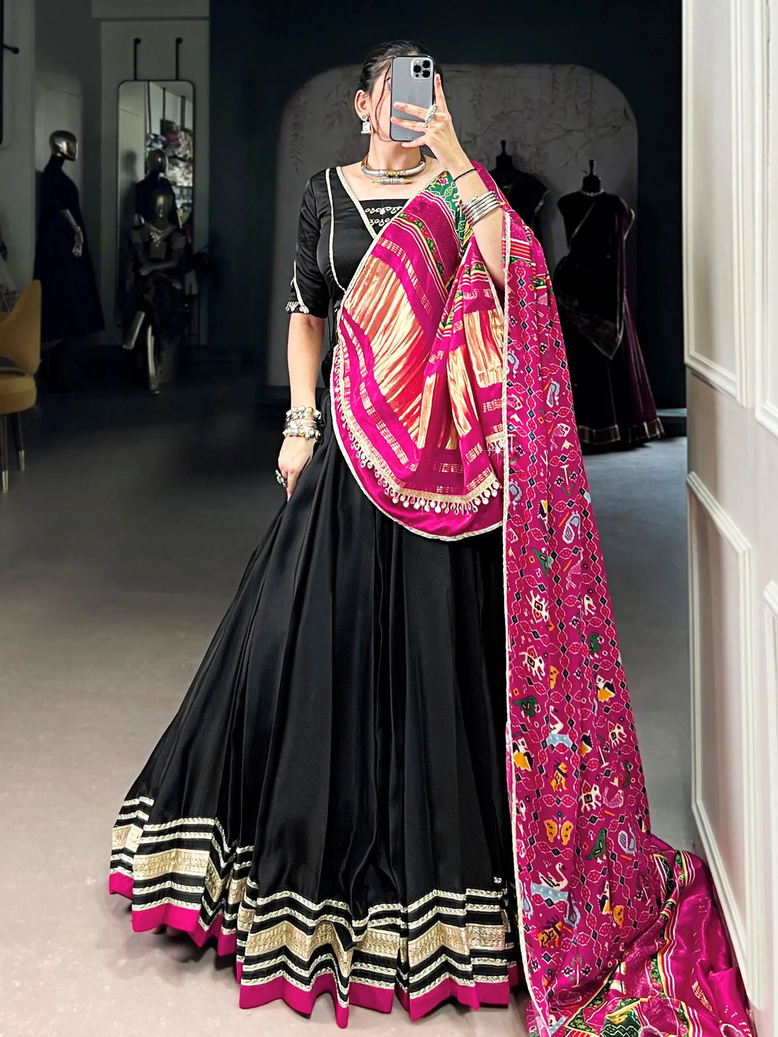 Delicate Black Lace Work Georgette Event Wear Lehenga Choli With Dupatta - Zeel Clothing