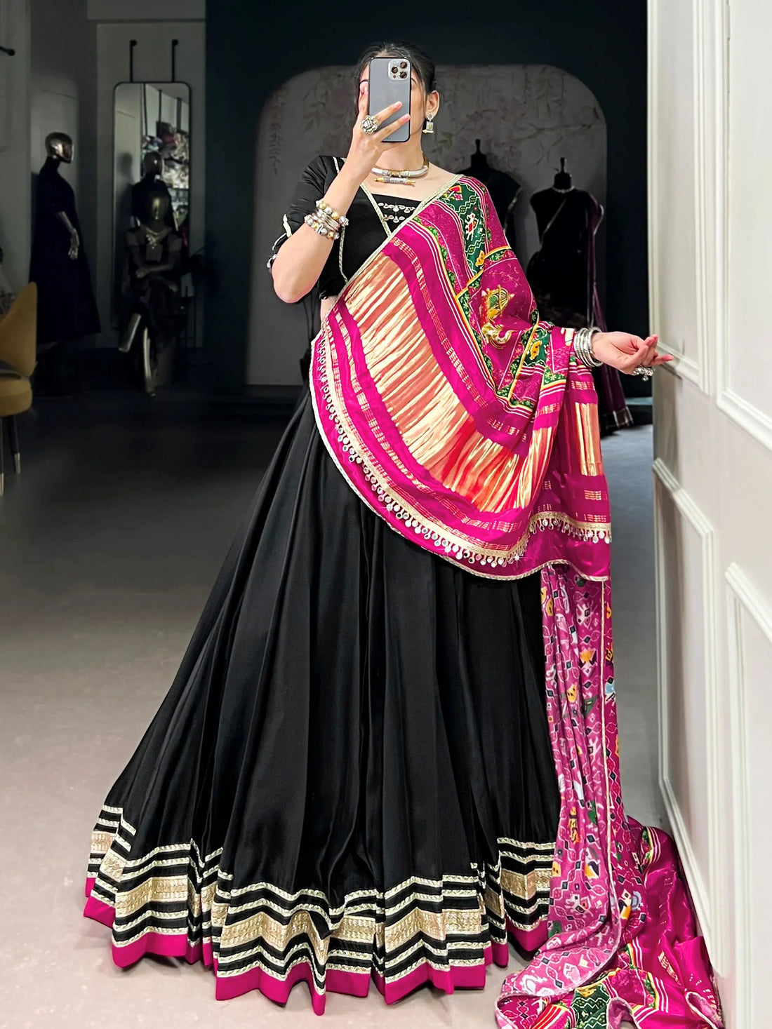 Delicate Black Lace Work Georgette Event Wear Lehenga Choli With Dupatta - Zeel Clothing