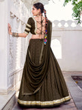 Delicate Mehendi Green Lace Work Chanderi Silk Traditional Lehenga Choli With Dupatta - Zeel Clothing
